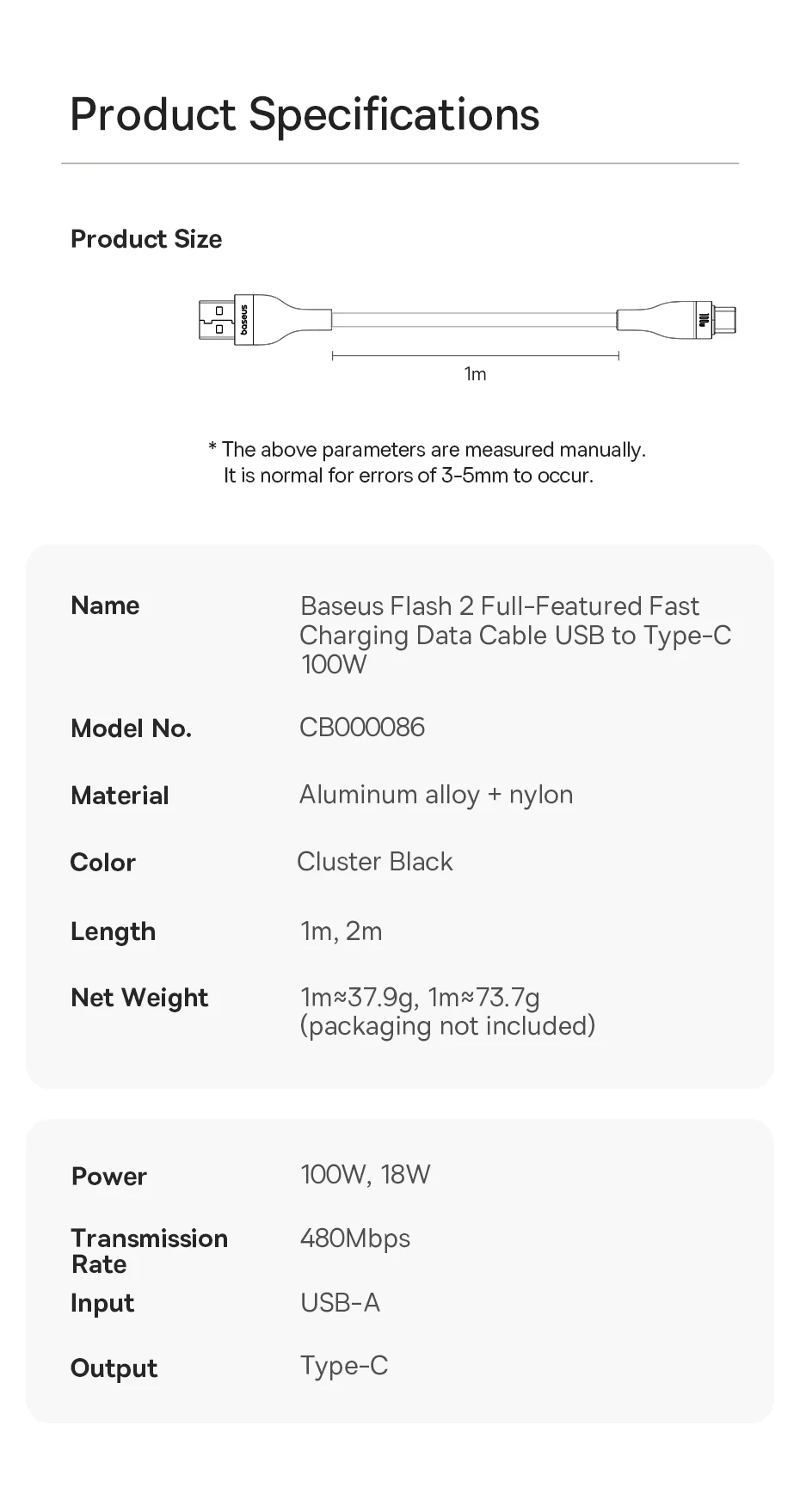 Baseus USB Type C Cable For iPhone 15/15 Pus/15 Pro/15 Pro Max Fast Charging Wire For Huawei Honor Data Cord For Samsung Oneplus