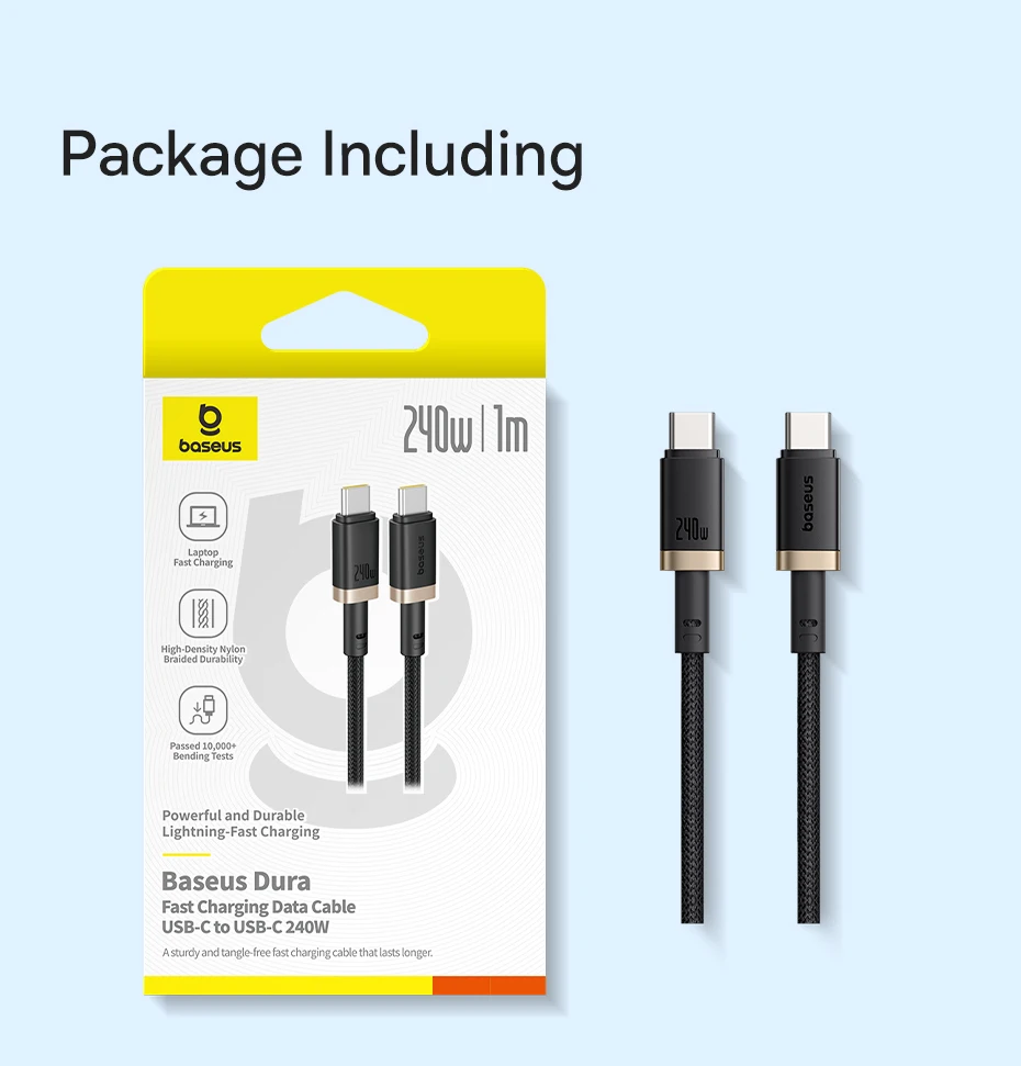 Baseus 240W USB Type C To USB C Cable For iPhone 15 16 100W Fast Charging Charger Wire For Macbook Pro Xiaomi Samsung Laptop
