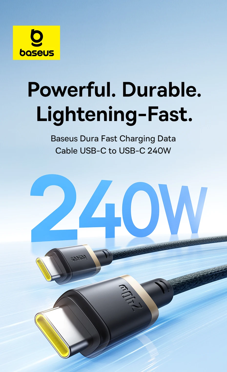 Baseus 240W USB Type C To USB C Cable For iPhone 15 16 100W Fast Charging Charger Wire For Macbook Pro Xiaomi Samsung Laptop