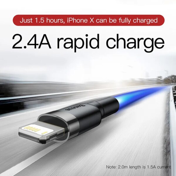 Baseus 2.4A Fast Charging USB Cable for iPhone 14 13 12 11 X 8 Plus iPad Charger Data Sync Cable - Image 4