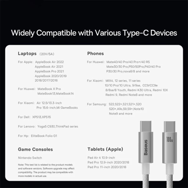 Baseus 100W USB C to Type C Fast Charging Cable 480Mbps Data Sync for MacBook Samsung Xiaomi - Image 4