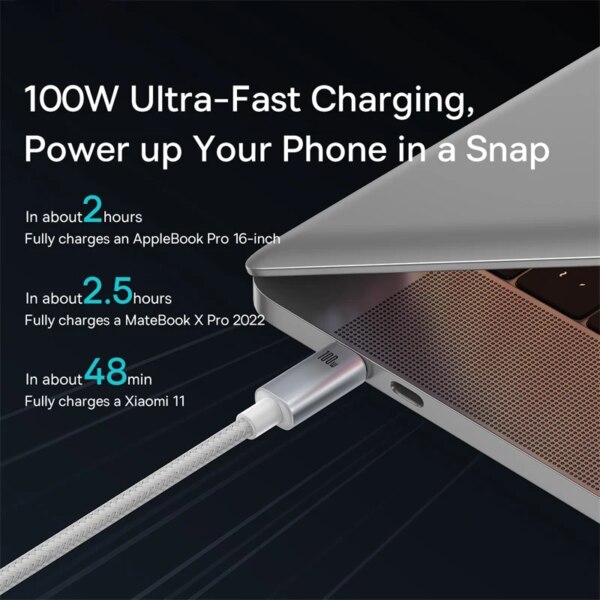 Baseus 100W USB C to Type C Fast Charging Cable 480Mbps Data Sync for MacBook Samsung Xiaomi - Image 3