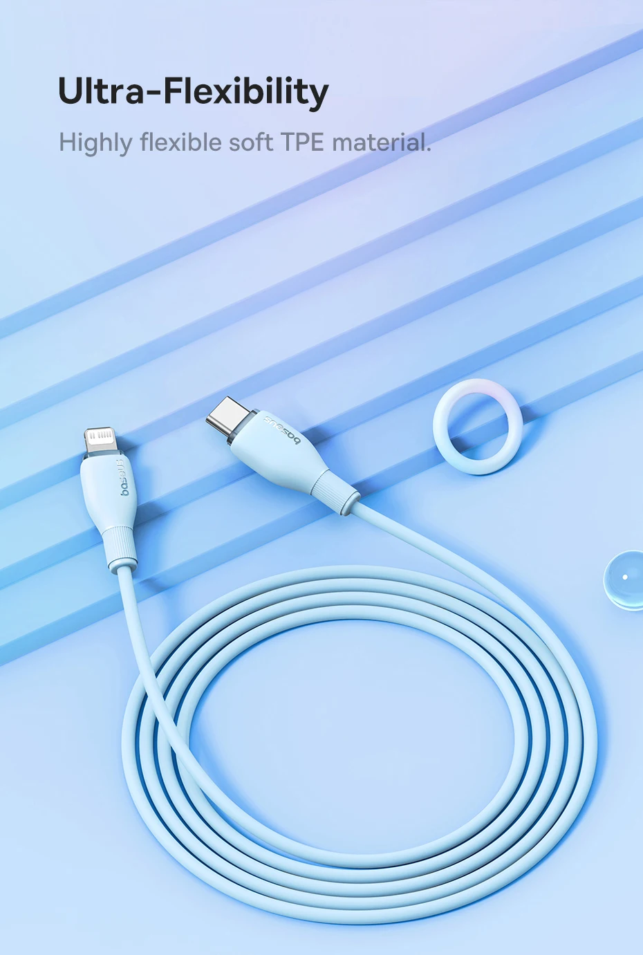 Baseus USB C Cable For IPhone 14 13 12 11 pro Max XS 20W Fast Charging Cable Type C Date Wire For iPad Macbook TPE