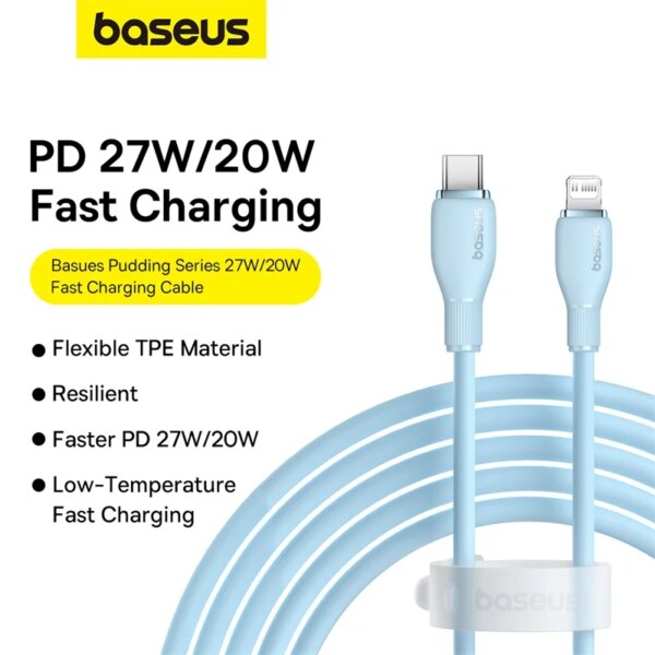 Baseus Pudding Series Type-C to Lightning Fast Charging Cable 20W/27W PD - Image 2
