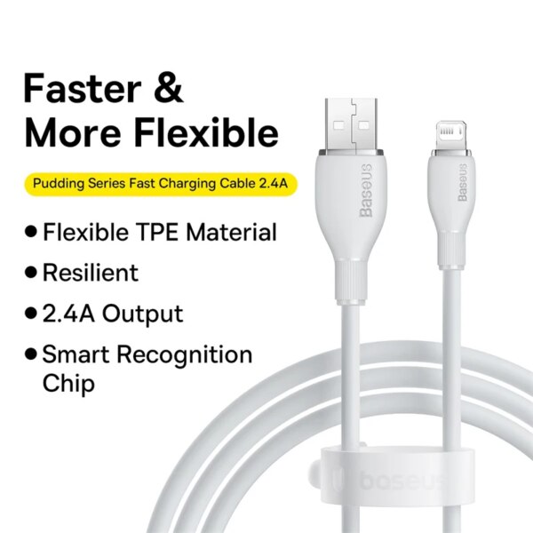 Baseus Pudding Series Fast Charging Cable USB to Lightning 2.4A for iPhone 14 13 12 11 Pro Max - Image 6