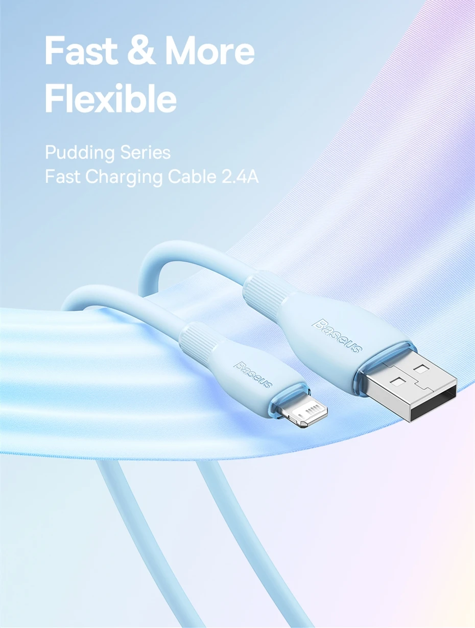 Baseus USB Cable 2.4A For iPhone Charging Cable USB Cord For iPhone 14 13 12 11 Pro Max Fast Data Charging Wire Cord