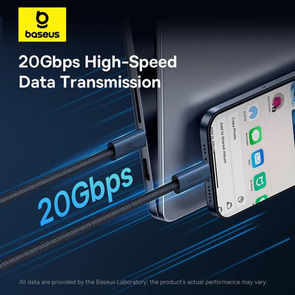 Baseus Flash Series 240W USB4 Type C Cable 20Gbps 8K/60Hz Fast Charging For iPhone 15 MacBook - Image 3