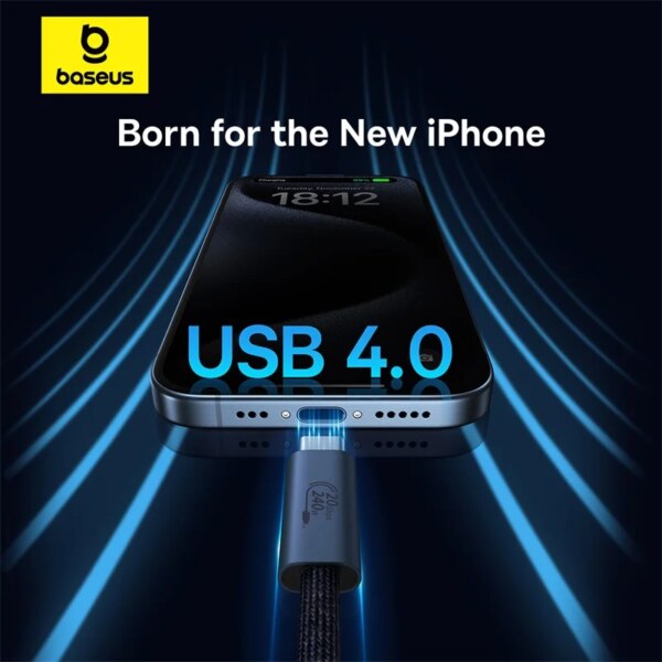 Baseus Flash Series 240W USB4 Type C Cable 20Gbps 8K/60Hz Fast Charging For iPhone 15 MacBook - Image 2