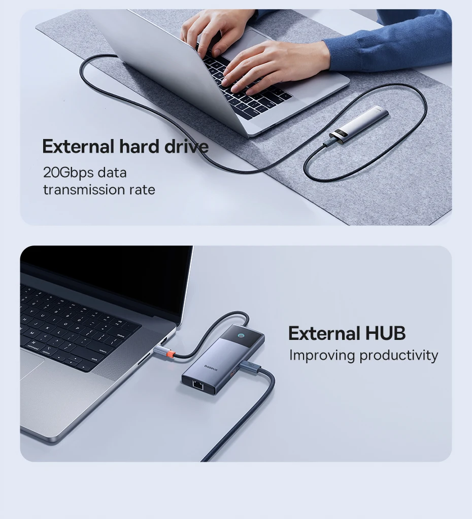 Baseus 240W USB 3.1 20Gbps USB C Cable For iPhone 15 Promax 8K/60HZ Type C to Type C Data Cable USB C Cable For MacBook