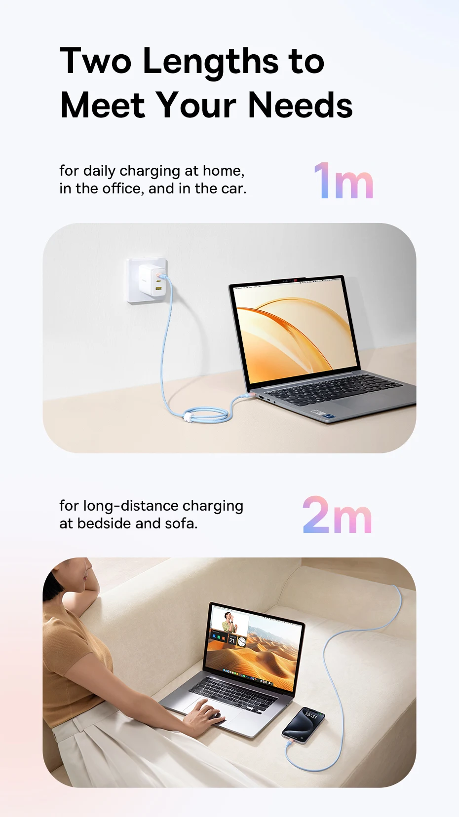 Baseus 100W USB C Cable For IPhone 17 16 15 Pro Max Type C Cable For Laptops Fast Charging Cable Type C For xiaomi Samsun Huawei