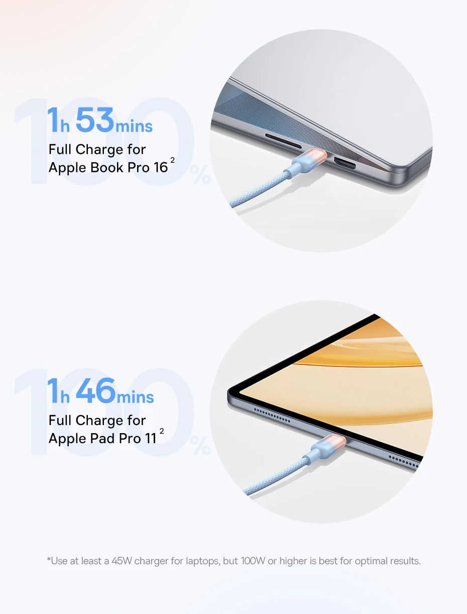 Baseus 100W USB C Cable For IPhone 17 16 15 Pro Max Type C Cable For Laptops Fast Charging Cable Type C For xiaomi Samsun Huawei