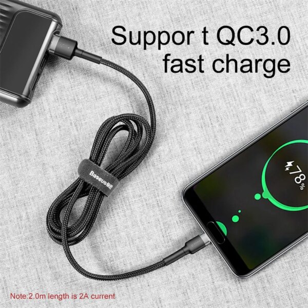Baseus USB Type C Fast Charging Cable 3A Quick Charge 3.0 Nylon Braided for Samsung Huawei Xiaomi - Image 5