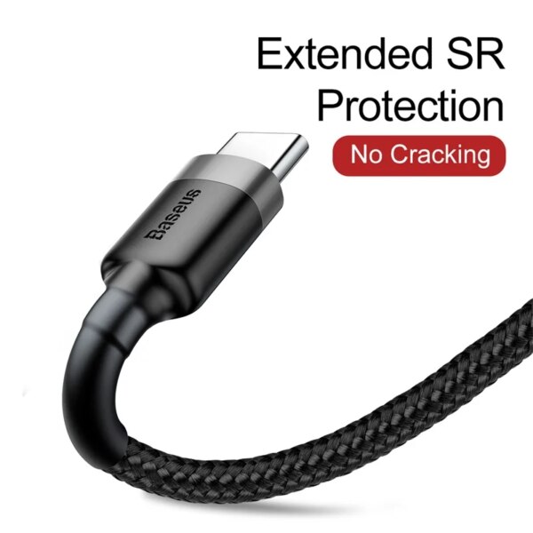 Baseus USB Type C Fast Charging Cable 3A Quick Charge 3.0 Nylon Braided for Samsung Huawei Xiaomi - Image 3