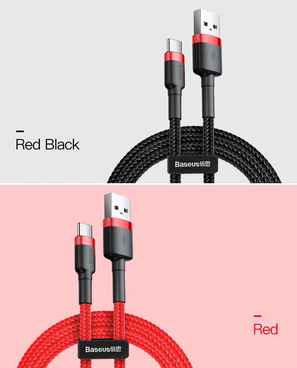 Baseus Fast Charging USB Type C Cable for Samsung S10 S9 Quick Charge 3.0 Cable USB C for Huawei P30 Xiaomi USB-C Charger Wire
