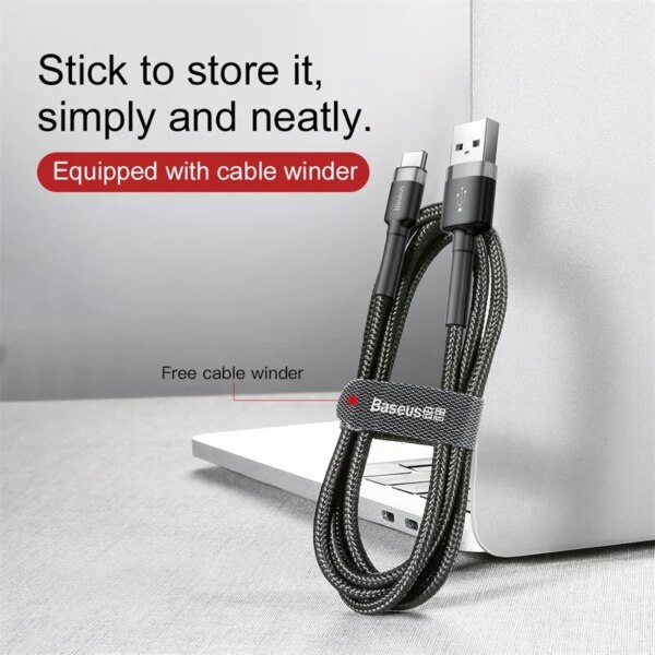 Baseus USB Type C Fast Charging Cable 3A Quick Charge 3.0 Nylon Braided for Samsung Huawei Xiaomi - Image 4