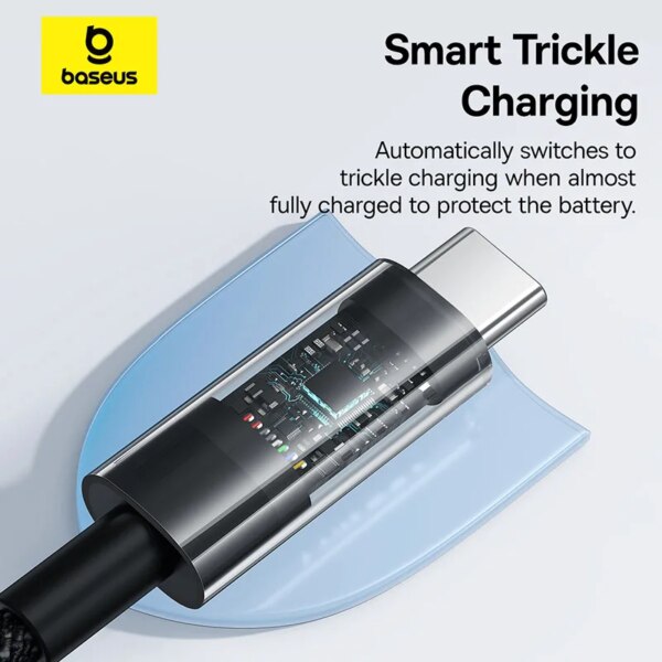Baseus 100W USB C Fast Charging Cable Transparent SCP 6A For Huawei Honor Xiaomi Samsung - Image 6