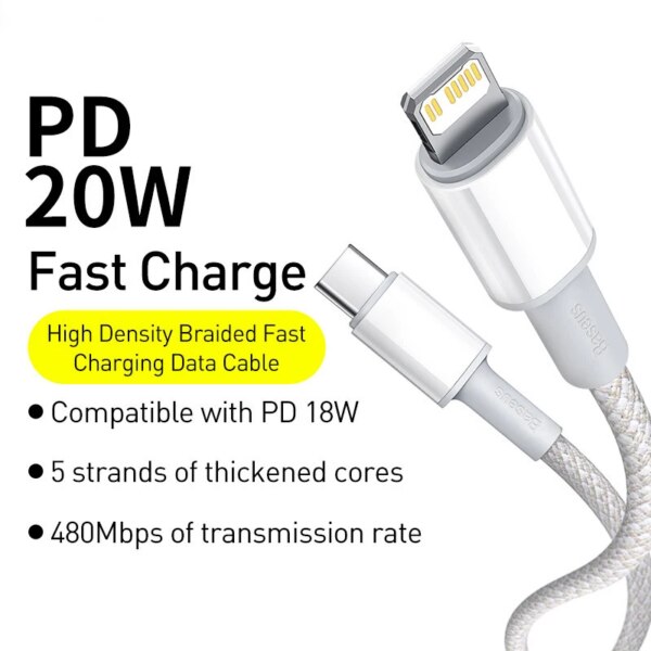 Baseus PD 20W Fast Charging Cable Type C to Lightning for iPhone 14 13 12 11 Pro Max XR MacBook - Image 2