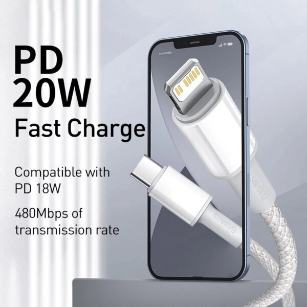 Baseus PD 20W Fast Charging Cable Type C to Lightning for iPhone 14 13 12 11 Pro Max XR MacBook - Image 6