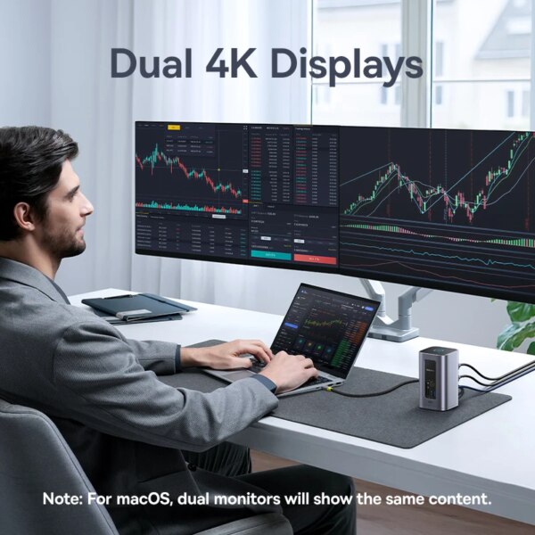 Baseus 12-in-1 USB C Docking Station Dual HDMI 4K@60Hz 100W PD 10Gbps Hub for Mac Windows - Image 2