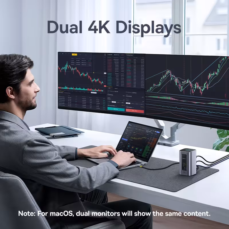 Baseus 12-in-1 USB C Docking Station Dual HDMI 4K@60Hz 100W PD 10Gbps Hub for Mac Windows Baseus 12-in-1 USB C Docking Station Dual HDMI 4K@60Hz 100W PD 10Gbps Hub for Mac Windows - Image 2