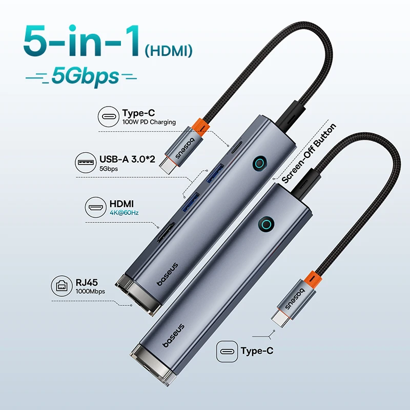 5-In-1 USB RJ45 HDMI