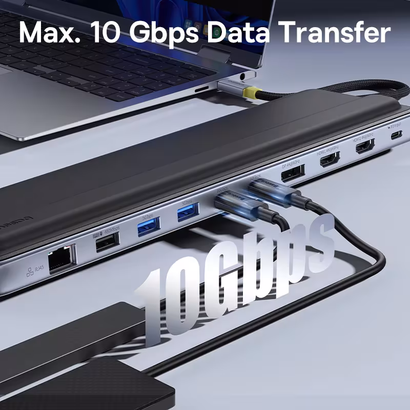 Baseus EliteJoy EH3 12-in-1 USB C Hub Docking Station with Stand Triple Display 4K 60Hz HDMI DP PD 100W Baseus EliteJoy EH3 12-in-1 USB C Hub Docking Station with Stand Triple Display 4K 60Hz HDMI DP PD 100W - Image 5