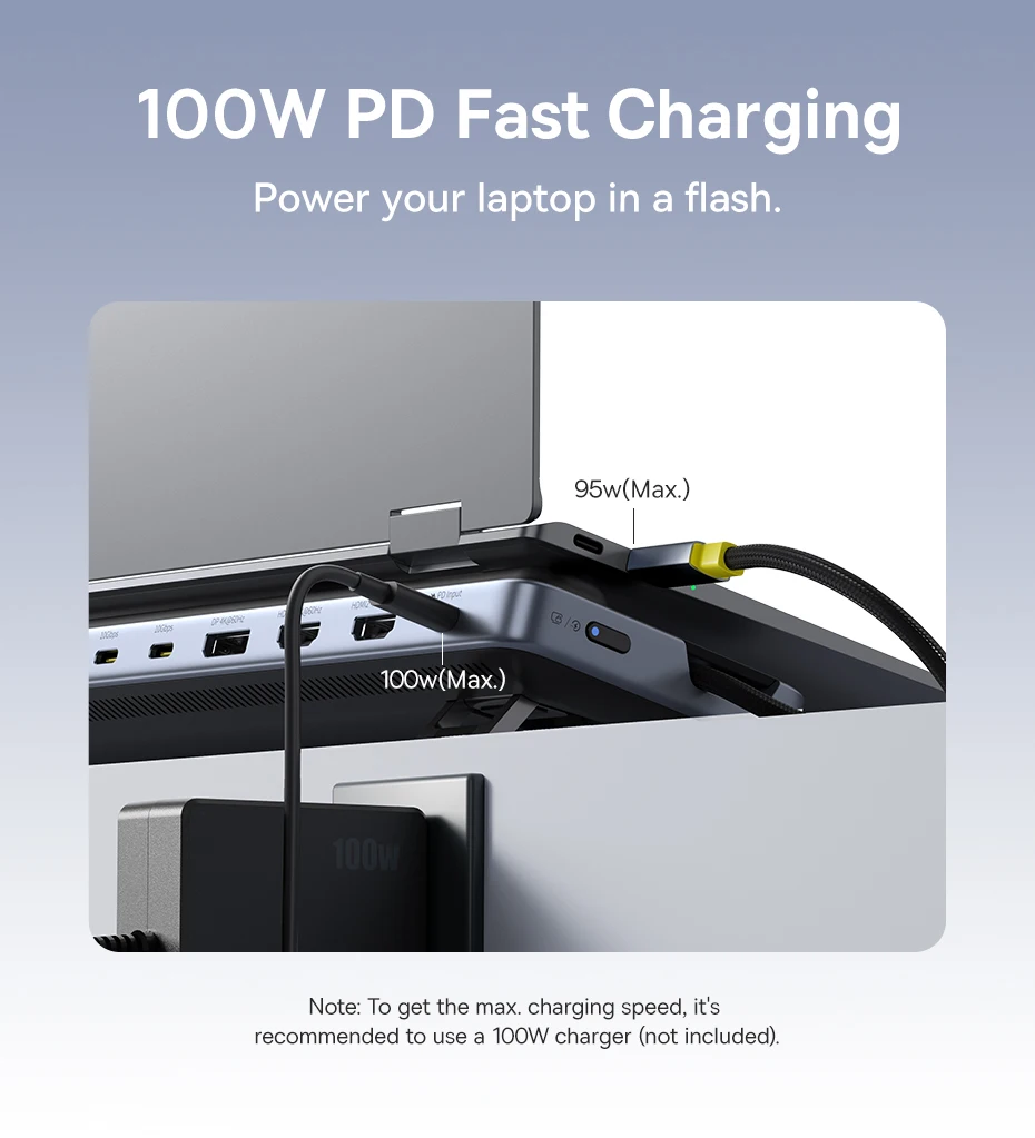 Baseus EH3 12-in-1 USB C Hub HDMI DP 4K 60Hz Triple Display 3.2 for MacBook Laptop PD 100W Type C HUB with Stand Docking Station