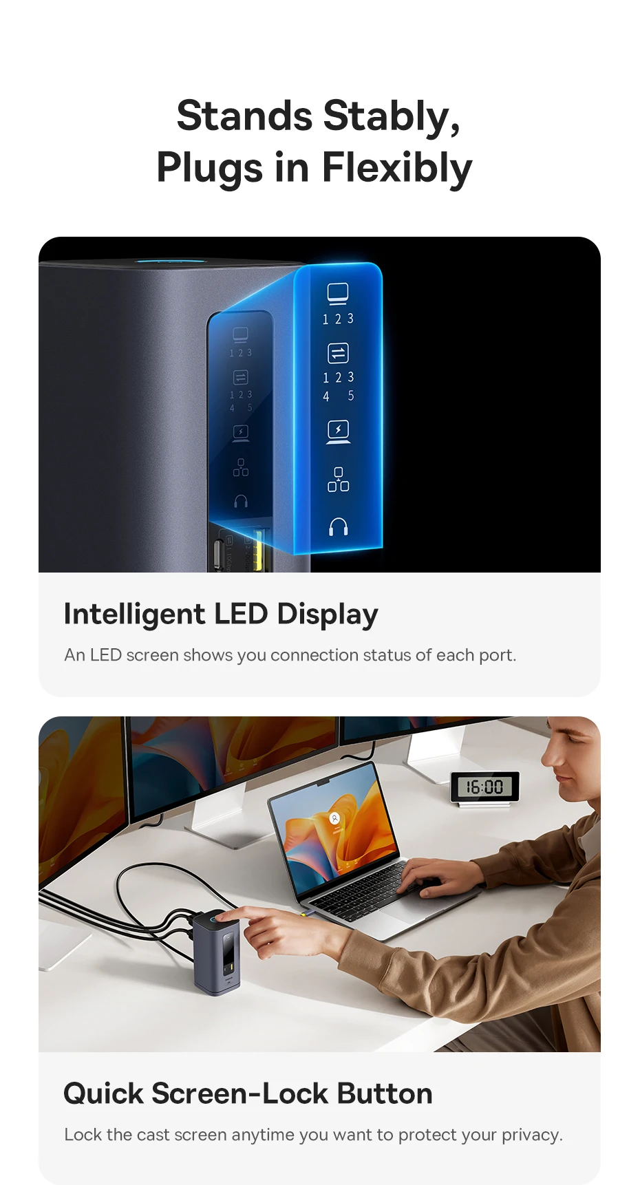 Baseus USB C Hub to DP 4K@60Hz HDMI DisplayPort 11-IN-1 Docking Station Triple Display RJ45 PD 100W For Window Mac USB 3.1 HUB