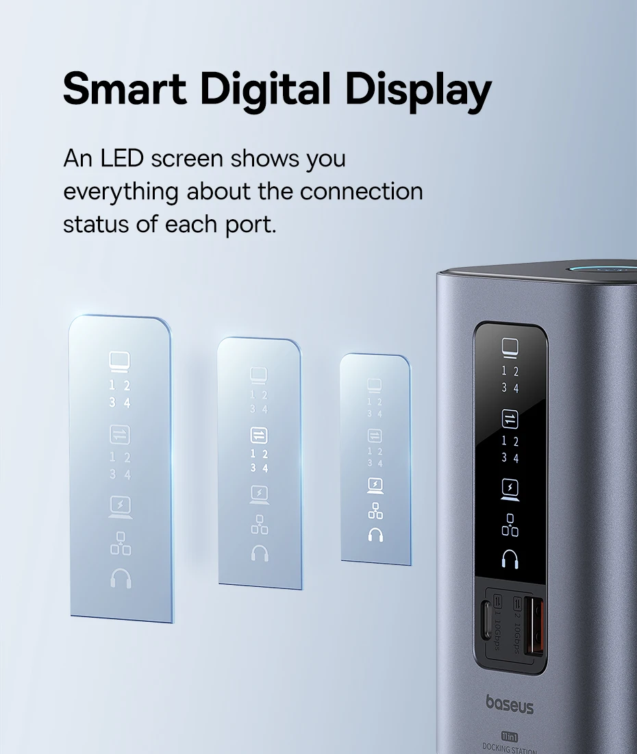 Baseus USB C Hub to DP 4K@60Hz HDMI DisplayPort 11-IN-1 Docking Station Triple Display RJ45 PD 100W For Window Mac USB 3.1 HUB