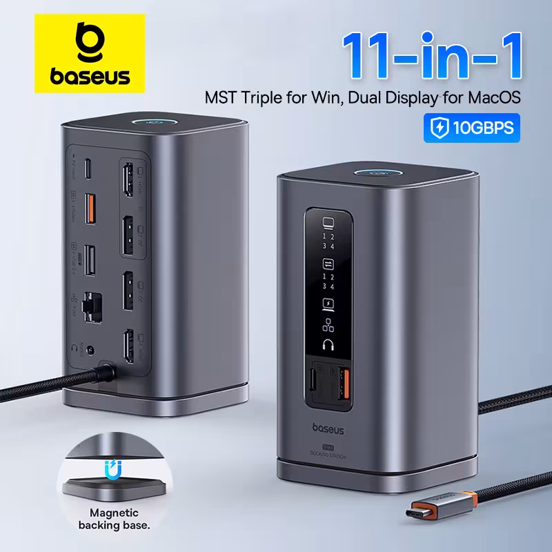 Baseus Spacemate 11-in-1 USB C Docking Station Triple Display 4K@60Hz HDMI DP PD 100W Baseus Spacemate 11-in-1 USB C Docking Station Triple Display 4K@60Hz HDMI DP PD 100W