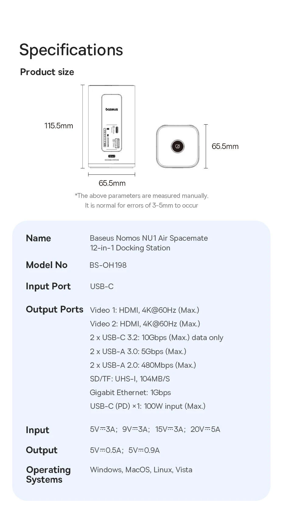 Baseus USB C HUB for Mac M3 M2 M1 System HDMI 4K@60Hz MST Triple Display for MacBook Air Pro Window 11-in-1 HUB Docking Station