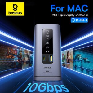 Baseus Spacemate Series 11-in-1 USB C Docking Station Triple Display 4K@60Hz HDMI MST for MacBook