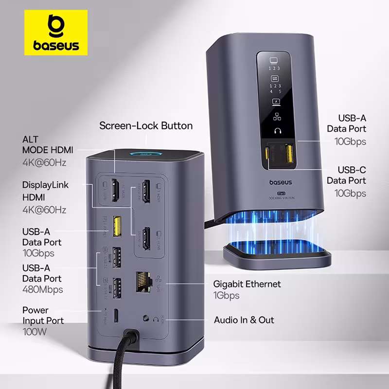 Baseus Spacemate Series 11-in-1 USB C Docking Station Triple Display 4K@60Hz HDMI MST for MacBook Baseus Spacemate Series 11-in-1 USB C Docking Station Triple Display 4K@60Hz HDMI MST for MacBook - Image 5