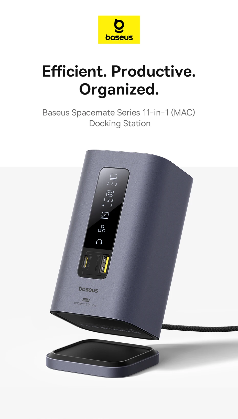 Baseus USB C HUB for Mac M3 M2 M1 System HDMI 4K@60Hz MST Triple Display for MacBook Air Pro Window 11-in-1 HUB Docking Station