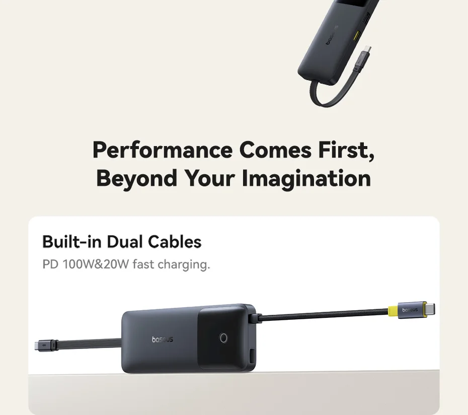 Baseus USB Hub for HDMI 4K@60Hz USB 3.1 10Gbps Hub 100W+20W Dual Fast Charging Cable Docking Station for MacBook Air PC USB Hub