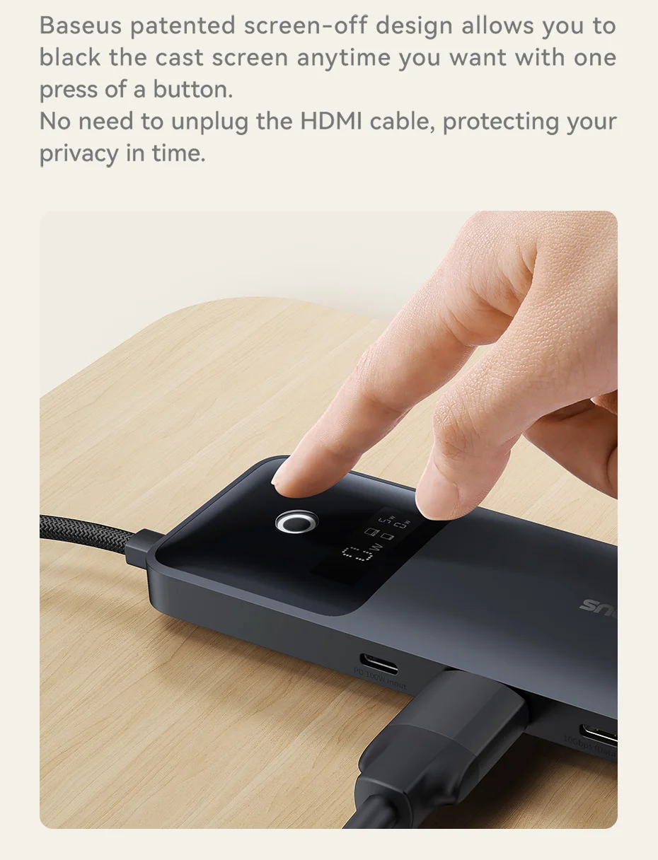 Baseus USB Hub for HDMI 4K@60Hz USB 3.1 10Gbps Hub 100W+20W Dual Fast Charging Cable Docking Station for MacBook Air PC USB Hub