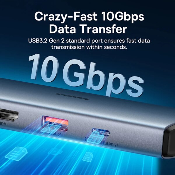 Baseus 10-in-1 USB C Hub 10Gbps 4K 60Hz HDMI 100W PD Gigabit Ethernet SD/TF Card Reader for MacBook iPad Samsung PC - Image 2