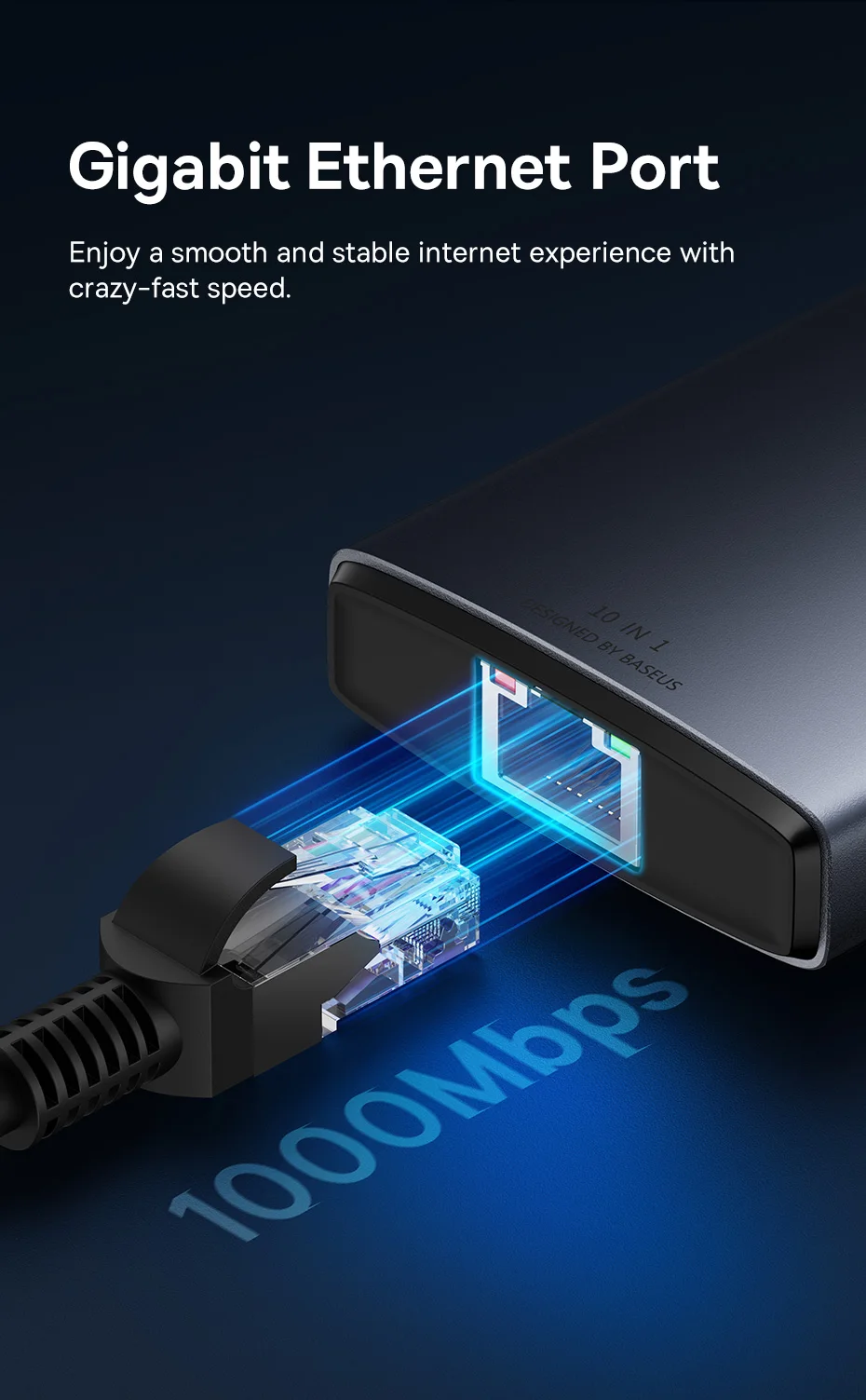Baseus 10Gbps USB C HUB 4K 60Hz Type C to HDMI RJ45 Ethernet PD 100W for MacBook iPad Sumsang PC Tablet Phone USB 3.2 Gen 2 Hub