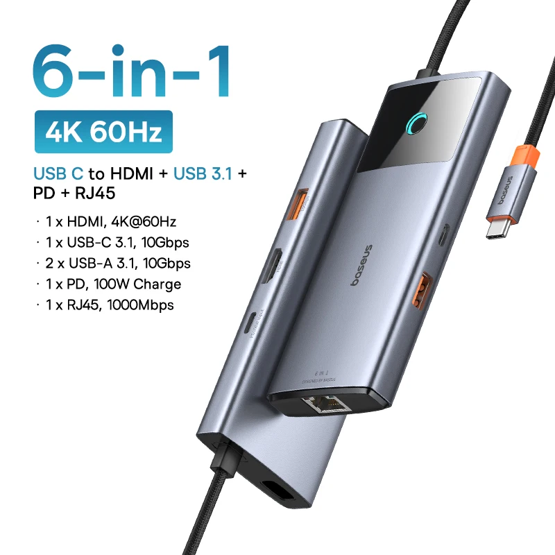 6-in-1 1 HDMI Grey
