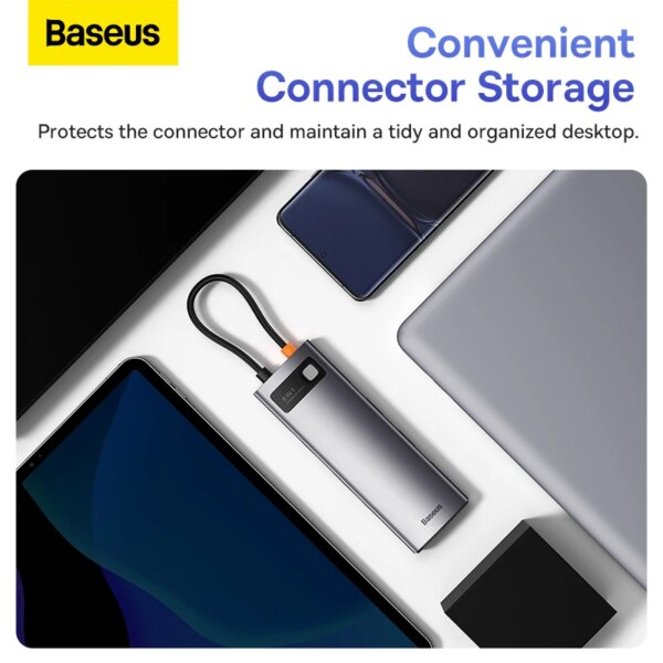 Baseus 8-in-1 USB C Hub with HDMI 4K@60Hz, 100W PD, USB 3.0, RJ45 Ethernet, SD/TF Card Reader - Image 5