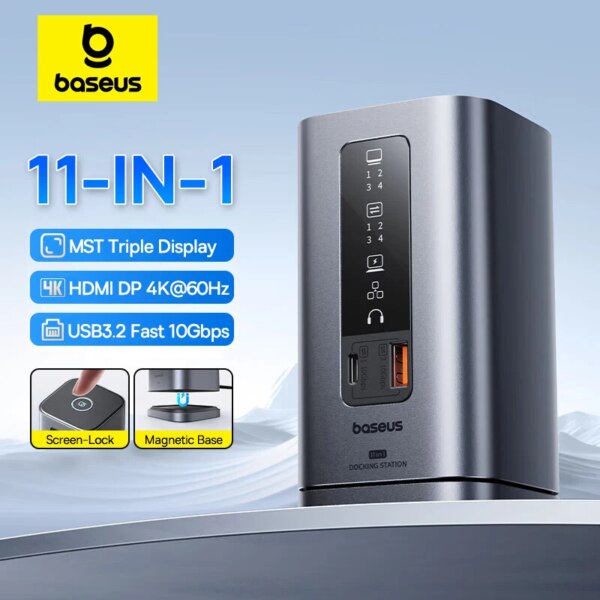 Baseus Spacemate 11-in-1 USB C Docking Station Triple Display 4K@60Hz HDMI DP PD100W