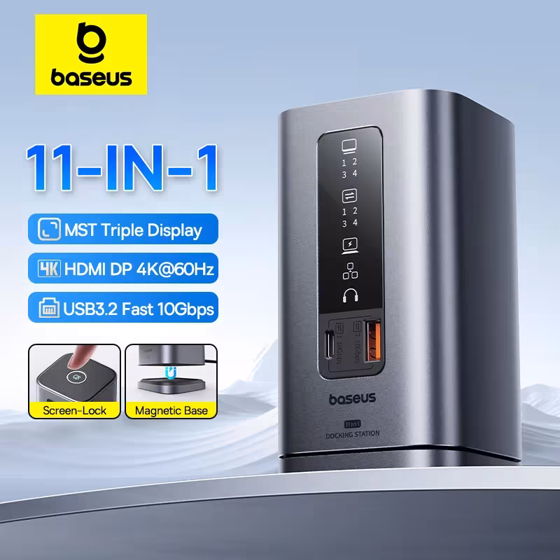 Baseus Spacemate 11-in-1 USB C Docking Station Triple Display 4K@60Hz HDMI DP PD100W Baseus Spacemate 11-in-1 USB C Docking Station Triple Display 4K@60Hz HDMI DP PD100W