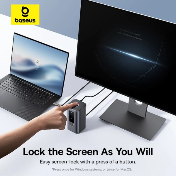 Baseus Spacemate 11-in-1 USB C Docking Station Triple Display 4K@60Hz HDMI DP PD100W - Image 6