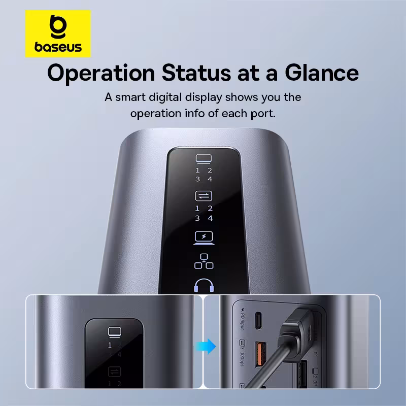 Baseus Spacemate 11-in-1 USB C Docking Station Triple Display 4K@60Hz HDMI DP PD100W Baseus Spacemate 11-in-1 USB C Docking Station Triple Display 4K@60Hz HDMI DP PD100W - Image 5