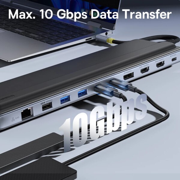 Baseus EliteJoy EH3 12-in-1 USB C Hub with Laptop Stand HDMI DP 4K 60Hz Triple Display - Image 5