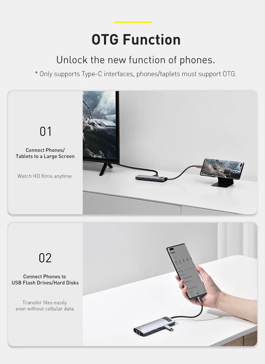 【Limited Offer for Korean Customers】Baseus 6-in-1 Type-C HUB to HDMI 4K 100W PD Fast Charging USB 3.0 RJ45 Docking Station HUB