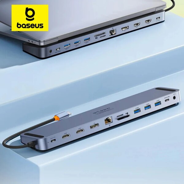 Baseus EliteJoy Gen2 12-in-1 USB C Hub Stand 4K Triple Display 100W PD 1000Mbps Ethernet