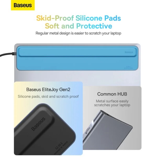 Baseus EliteJoy Gen2 12-in-1 USB C Hub Stand 4K Triple Display 100W PD 1000Mbps Ethernet - Image 4