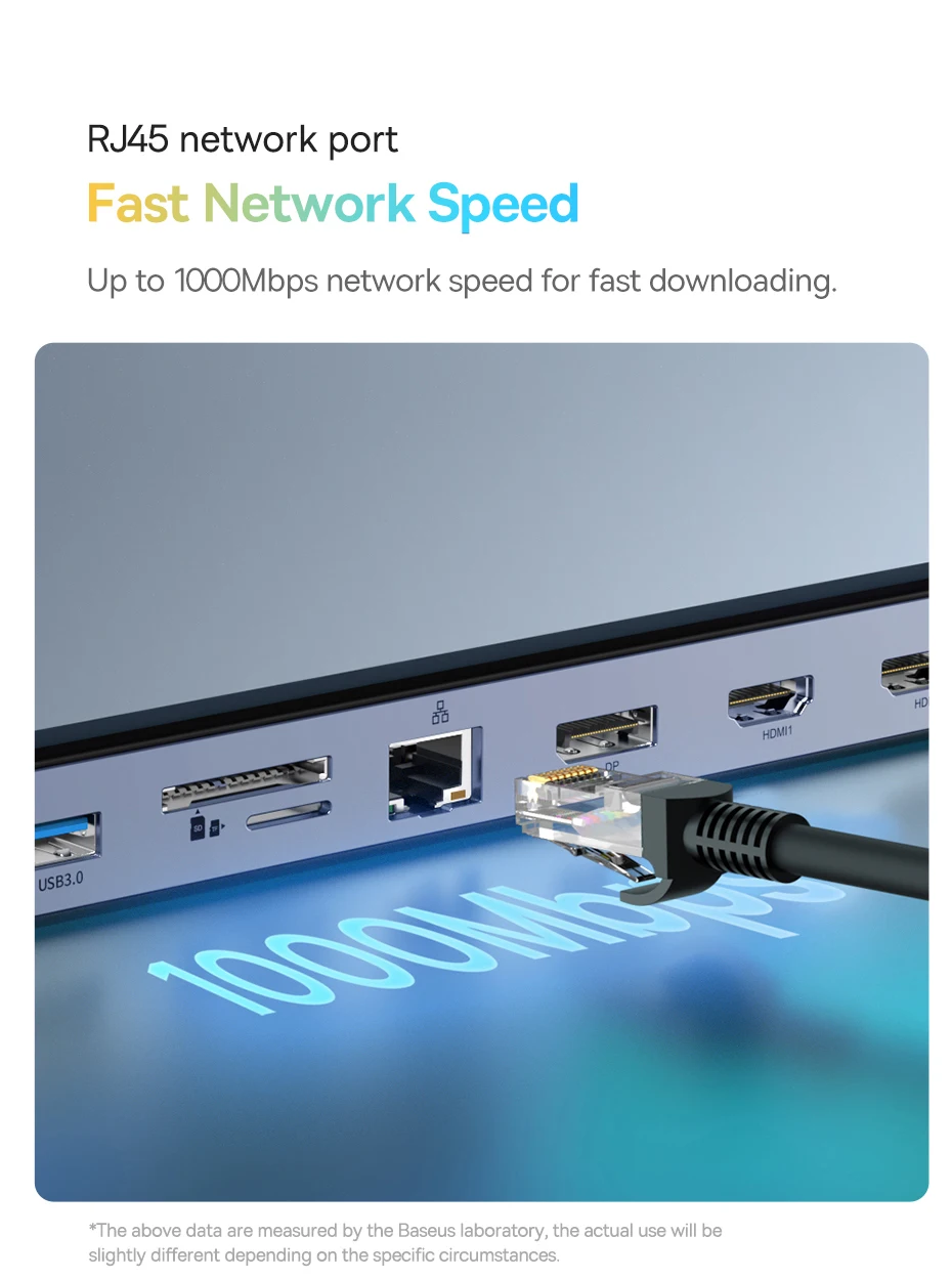 Baseus 12-in-1 USB C HUB Stand 4K@60Hz DP Dual HDMI Display 1000Mbps RJ45 Port USB 3.0 5GBPS TF/SD Card Reader 3.5mm Jack Hub