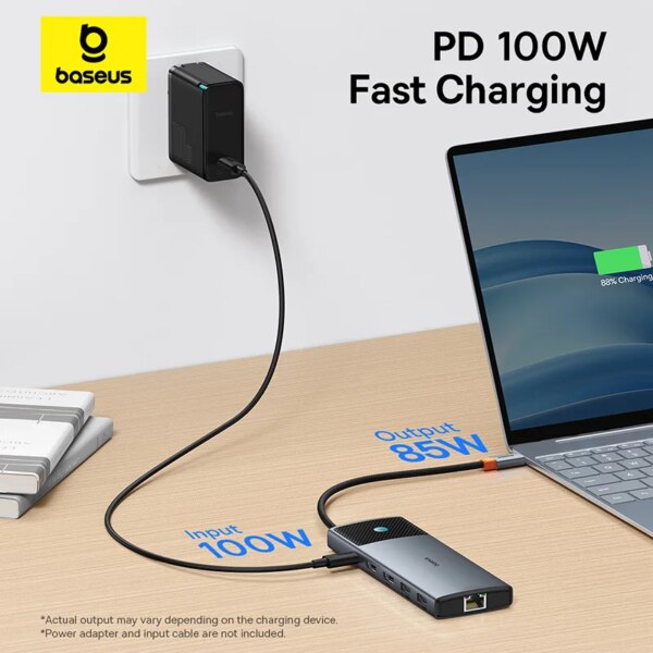 Baseus 10-in-1 USB C Hub Dual HDMI 4K 120Hz Adapter PD 100W Ethernet USB 3.2 - Image 6